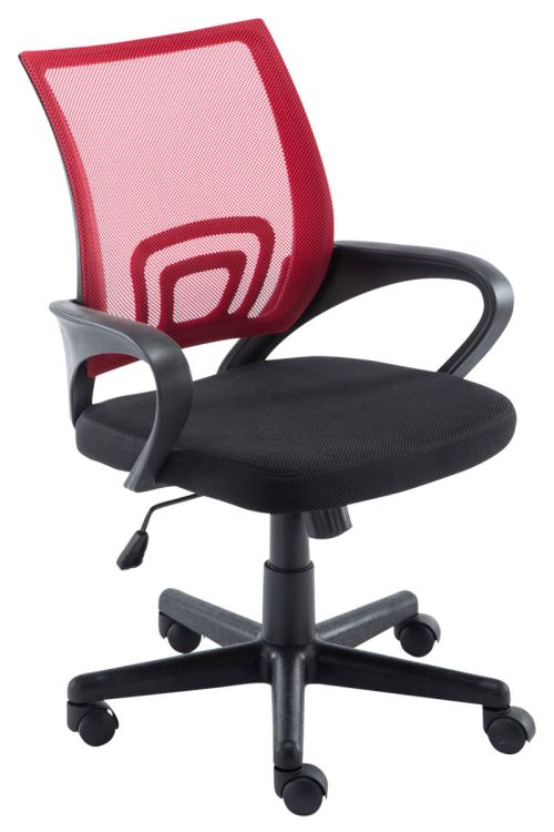 Chaise de Bureau Genius avec Dossier en Maille et Piètement à 5 roulettes - Couleur Rouge