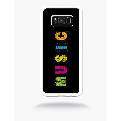 Coque Music Typographie Fond Noir Compatible Samsung S8 Bord Transparent