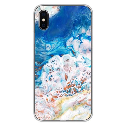 Coque en silicone imprimée compatible Apple iPhone XS Max Marbre océan