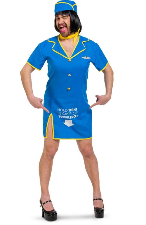 Folat costume d'hôtesse de l'air pour hommes en polyester bleu