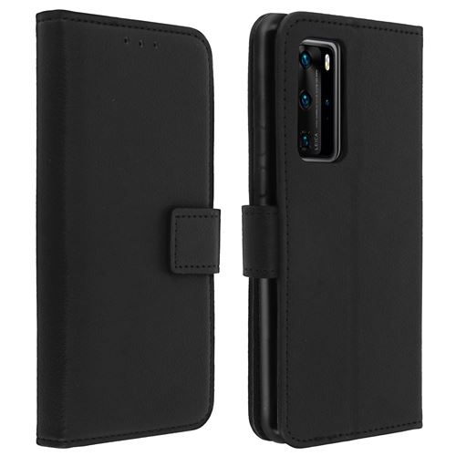 Avizar Étui pour Huawei P40 avec Compartiment Carte Support Vidéo Noir