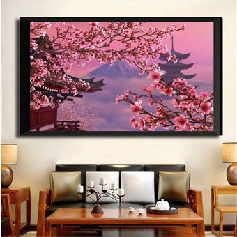 Puzzle 1000 Pièceschat Fleur De Cerisier Japon Puzzle Rond Pour Adultes