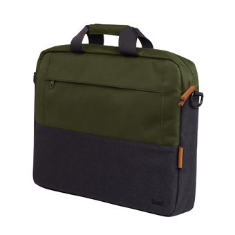 Trust Lisboa Sacoche Homme pour Ordinateur Portable 16 Pouces, Sac Bandoulière avec Sangle pour Chariot, Housse Voyage PC - Vert - 1