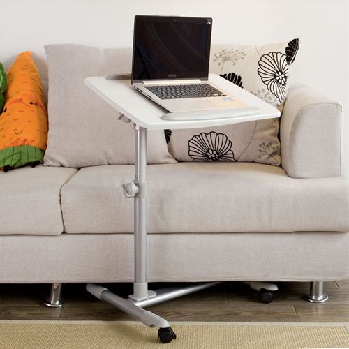 Table de lit pour ordinateur portable, iPad, lecture avec plateau inclinable à hauteur assistée Tables de chevet FBT07N2-W SoBuy®