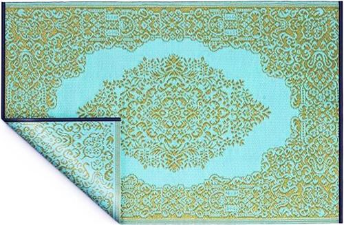 Fabhabitat - Tapis intérieur extérieur Istanbul aqua et bronze 180 x 120 cm