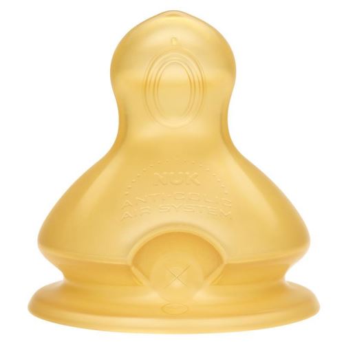 NUK Tetines en Latex Col Moyen-Lot de 2 - 0-6m - Grand trou