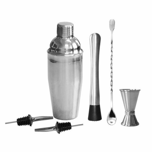 6pcs / Set Cocktail shaker en acier inoxydable Barman outil Mixer Drink Bar 750ml_Kiliaadk80
