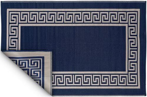 Fabhabitat - Tapis intérieur extérieur Athens bleu marine et crème 270 x 180 cm