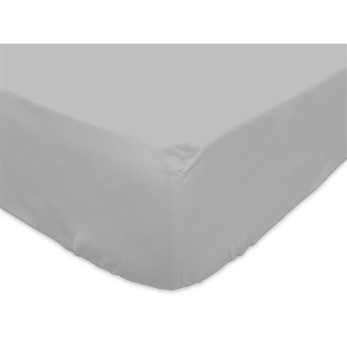 Drap housse 90x200 GRIS100% Coton Bonnets 25cm