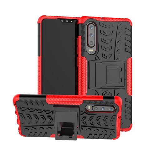Coque en TPU hybride antidérapant avec béquille rouge pour votre Huawei P30