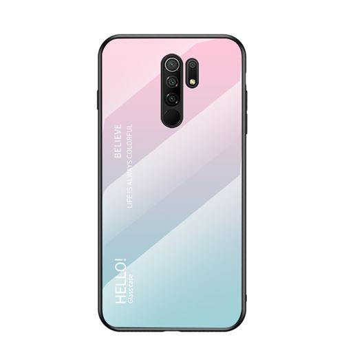 Coque en TPU combinaison de couleurs dégradées rose/cyan pour votre Xiaomi Redmi 9