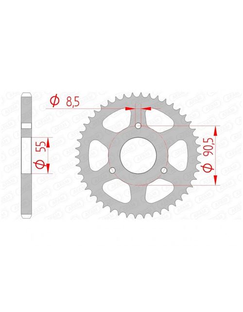 Couronne AFAM 46 dents acier standard pas 428 type 80200