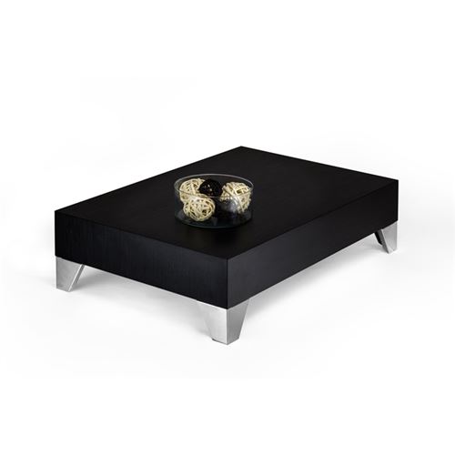 Mobilifiver Table basse, Evolution 90, Frêne noir, 90 x 60 x 24 cm, Mélaminé/Acier INOX satiné, Made in Italy