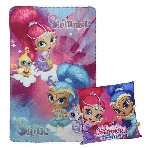 Shimmer et Shine 2200-2435 Couverture Polaire plus Coussin, Literie Enfants, Literie Enfants, Multicolore