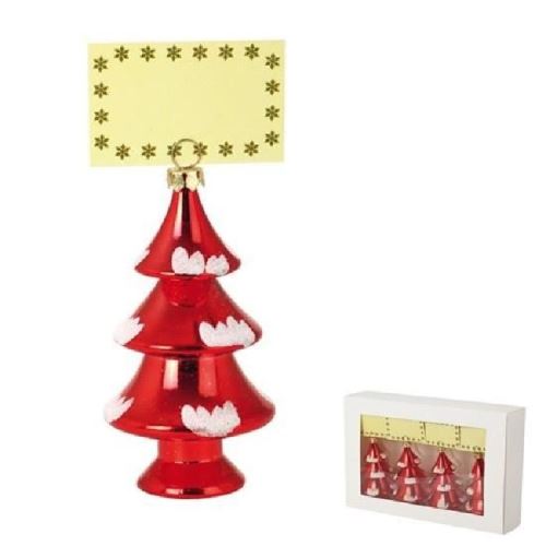 Lot de 4 porte-nom sapins - rouge