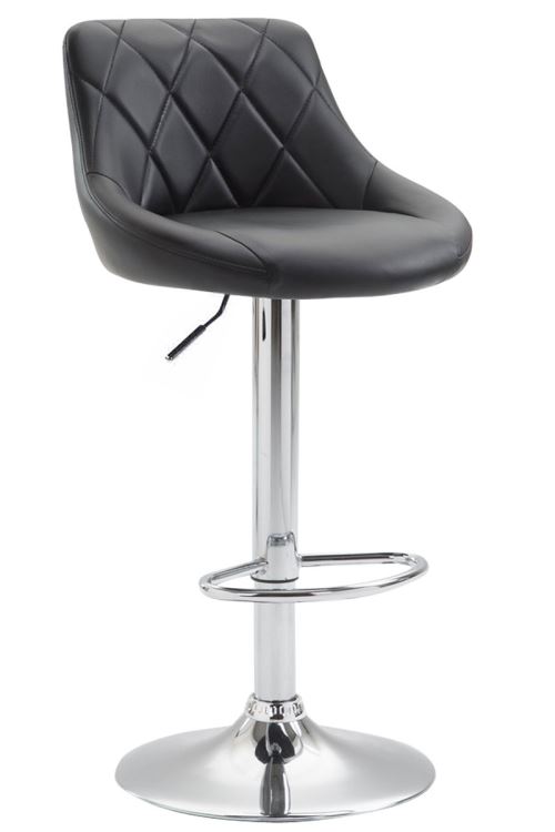 CLP Tabouret de bar Lazio en similicuir avec pied en m&eacute;tal , Noir