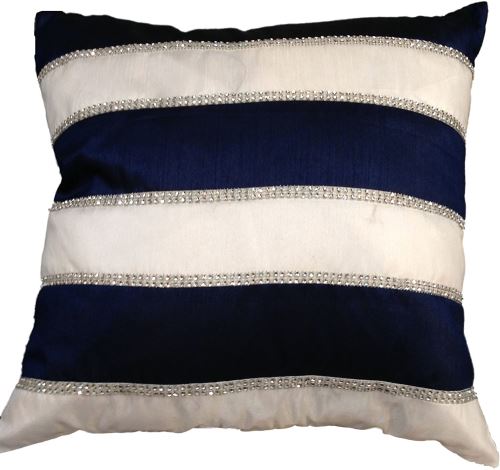 My Flair 35.05LH en zeitlosstil Coussin 45 x 45 x 8 cm en Polyester Violet/Blanc avec dekosteinen