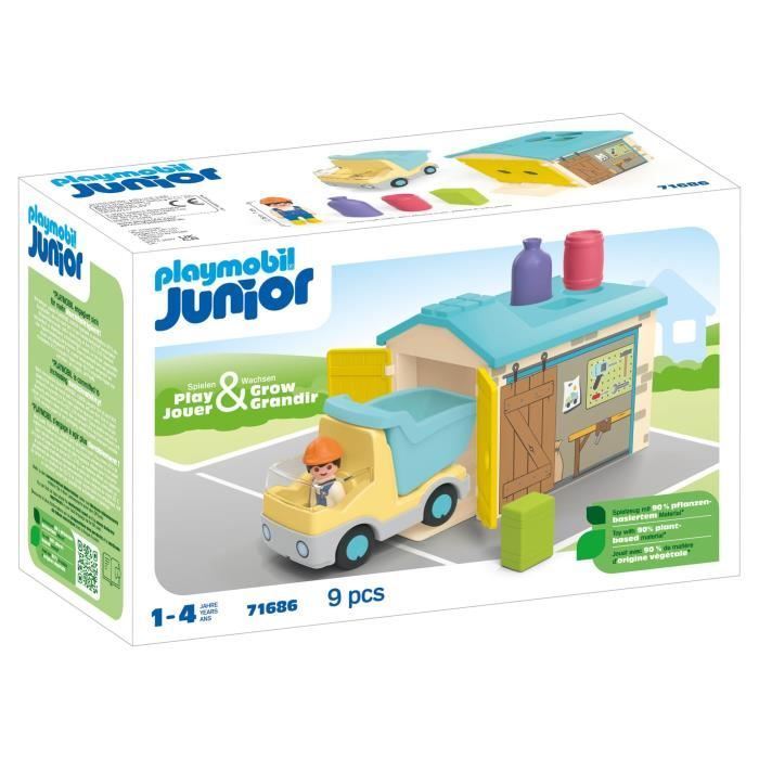 Playmobil 1.2.3 70184 Ouvrier avec camion et garage Playmobil fnac Belgique