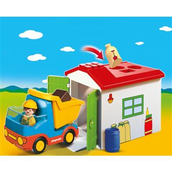 Playmobil 1.2.3 70184 Ouvrier avec camion et garage