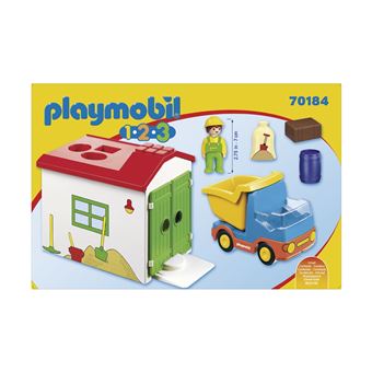 Playmobil 1.2.3 70184 Ouvrier avec camion et garage