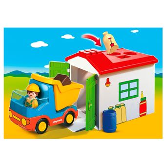Playmobil 1.2.3 70184 Ouvrier avec camion et garage