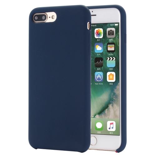 Coque en silicone liquide enroulé sur les bords bleu pour votre Apple iPhone 8 Plus/7 Plus