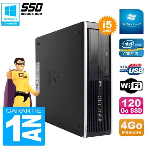 Pc hp compaq pro 6300 sff i5-2400 ram 4go disque 120go ssd graveur dvd wifi w7