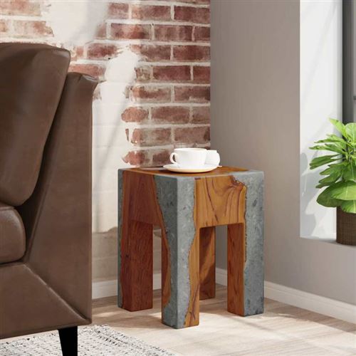 Vidaxl Multicolore Tabouret Teck Résine 30 X 40 Cm - Image 1
