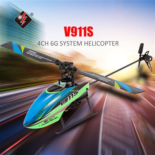 Goolsky WLtoys V911S 4CH 6G RC Hélicoptère sans aileron avec gyroscope de jouets pour enfants avec 2 batteries