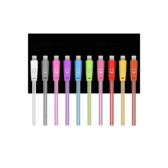 Cable Smiley Lightning Pour Iphone 7 Plus Led Lumiere Chargeur Usb Connecteur (blanc) - 1