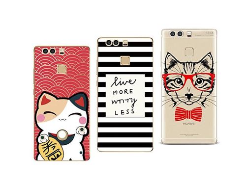 Huawei P9 - Pack de 3 Coques souples et résistantes anti choc avec impression gravée de qualité pour Huawei P13