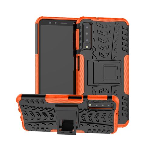 Coque en TPU hybride 2-en-1 à dessin de pneu orange pour votre Samsung Galaxy A7 (2018) A750