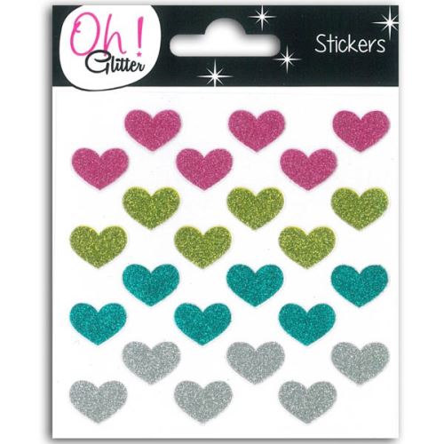 Stickers Coeurs à paillettes - multicolores