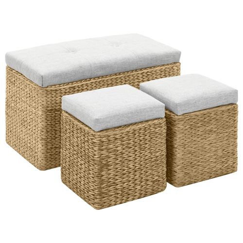 Vidaxl Gris Banc Avec 2 Poufs Jacinthe D'eau - Image 1