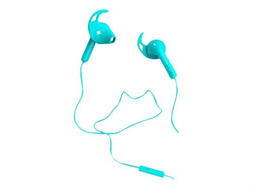 DeFunc Go Sport - In-ear hoofdtelefoons met micro - oordopje - met bekabeling - 3,5 mm-stekker - cyaan
