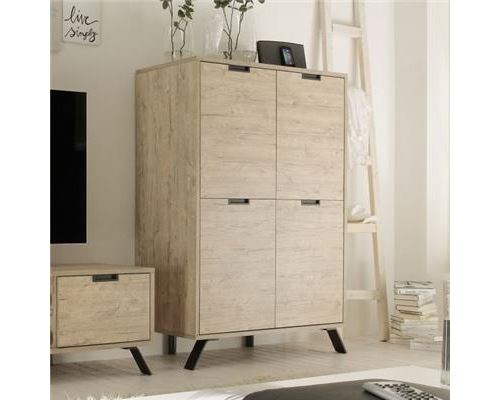 Buffet haut 4 portes couleur bois PLUME