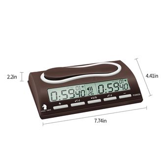 Jevina Minuteur D'Échecs En Bois - Horloge Numérique Professionnelle Portable Pour Tournois Et Jeux