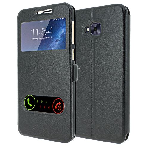 Housse Asus Zenfone 4 Selfie ZD553KL Housse Coque de protection S-View Folio Flip Cover [ADVANSIA] (Windows View) Flip Cover [Noir]