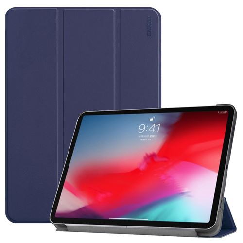 Etui en PU triple bleu foncé pour votre Apple iPad Pro 11-inch (2018)