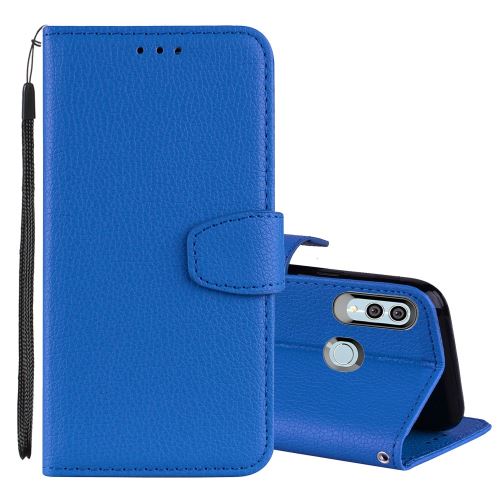 Etui en PU avec support bleu pour votre Huawei P Smart (2019)/Nova Lite 3