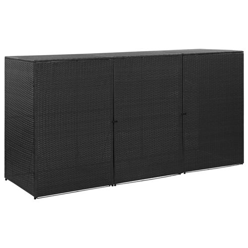 vidaXL Abri pour poubelle triple Noir 229x78x120 cm Résine tressée
