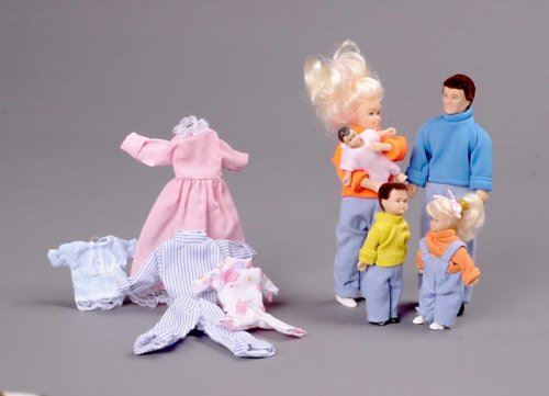 Miniature 5-Pc. Family Doll with Extra Clothes Sold at Miniatures