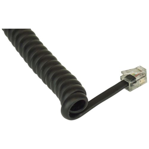 Câble spirale RJ10 mâle/mâle, max. 2m noir, affecté 1:1