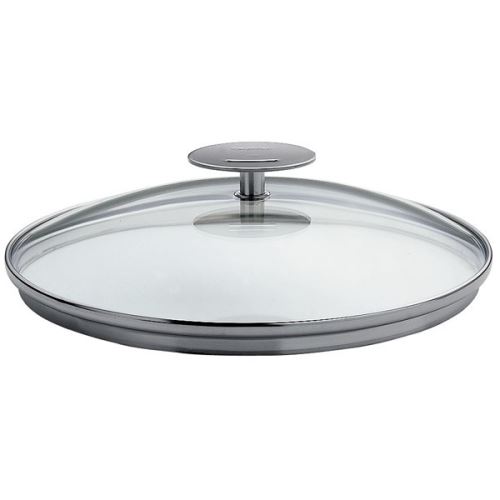 Couvercle en verre cerclé Platine 18 cm # K18P - Casteline poignée amovible par Cristel
