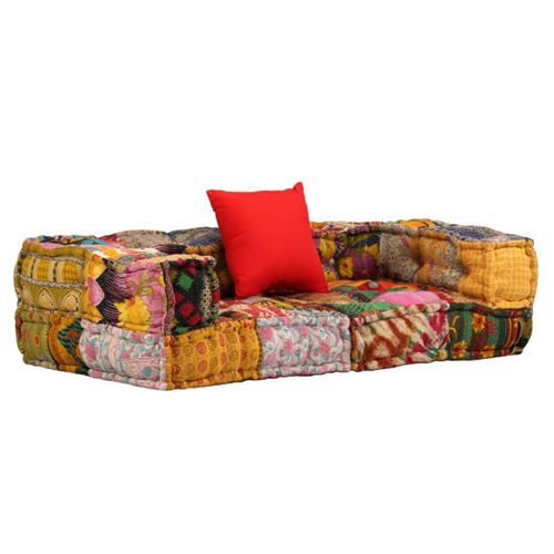 vidaXL Canapé modulaire à 2 places avec accoudoirs Tissu Patchwork