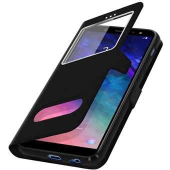 Housse Samsung Galaxy A6 Plus Etui Clapet 2x Fenetre Coque Silicone Gel Noir Coque et etui telephone mobile Achat prix fnac