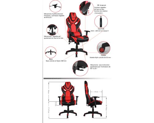 Fauteuil Gaming Bergelmir Rouge Achat Prix Fnac