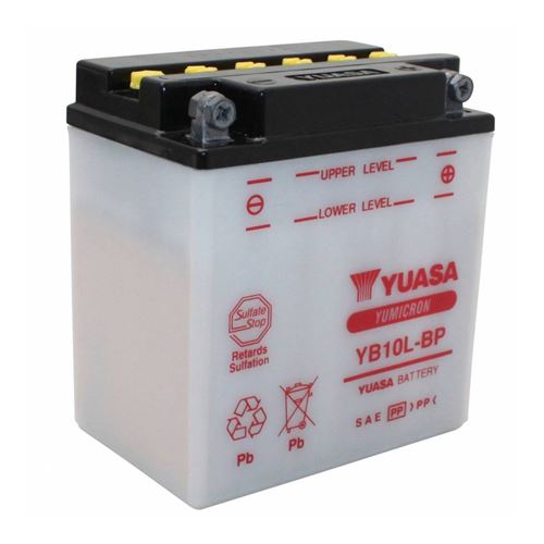 Batterie 12v 12ah yb10l-bp yuasa yumicron avec entretien (lg135xl90xh145)