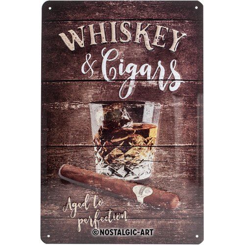 Nostalgic-Art 22257 Plaque en tôle Open Bar Whiskey 20 x 30 cm