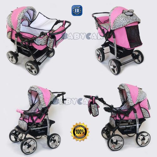 poussette rose leopard